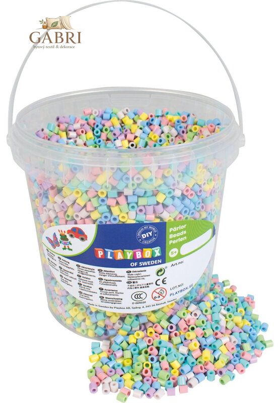PLAYBOX Zažehlovací korálky v kbelíku - pastelové 5000 ks