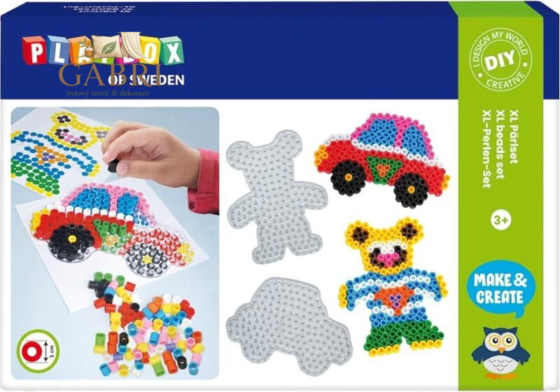 PLAYBOX Zažehlovací korálky Sada Auto a medvídek XL 600ks