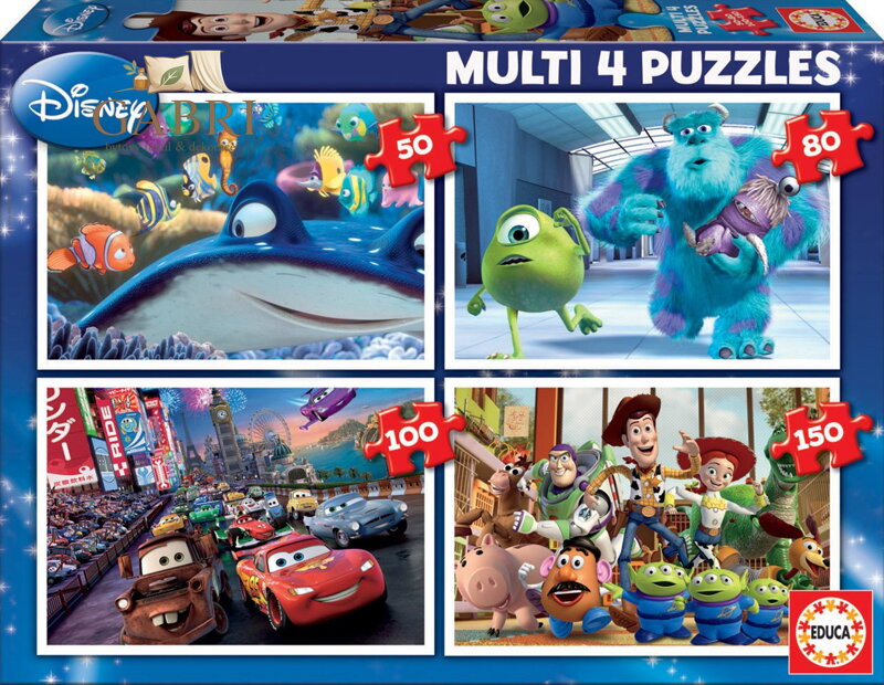 EDUCA Puzzle Disney Pixar Mix 4v1 (50,80,100,150 dílků)