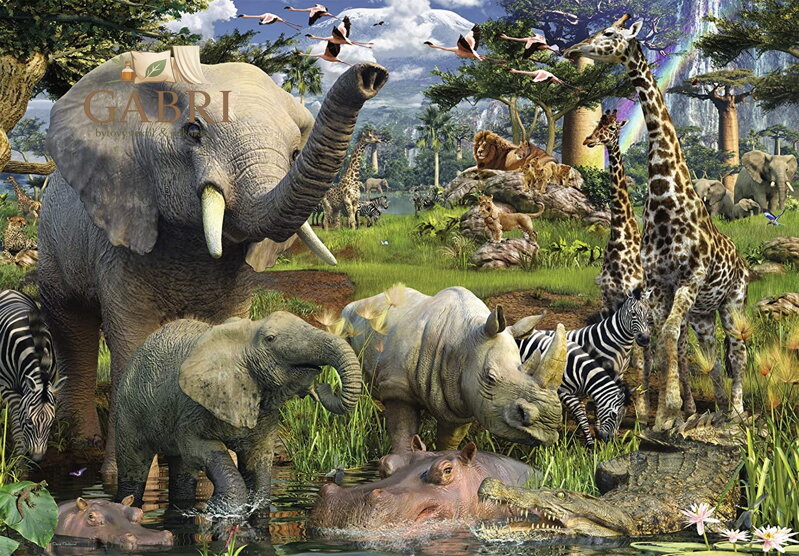 RAVENSBURGER Puzzle Zvířata u zdroje vody 18000 dílků