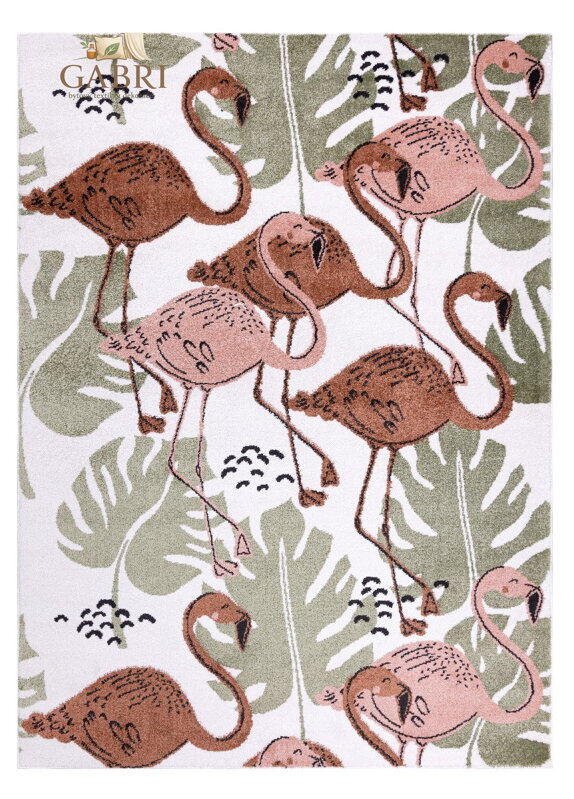 Dětský kusový koberec Fun Flami Flamingos cream