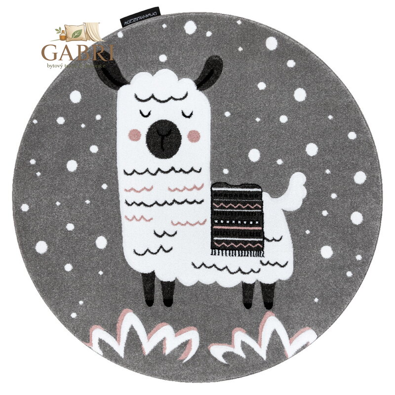 Dětský kusový koberec Petit Lama grey kruh