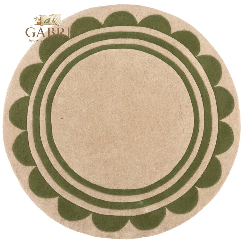 Ručně všívaný kusový koberec Lois Scallop Green kruh