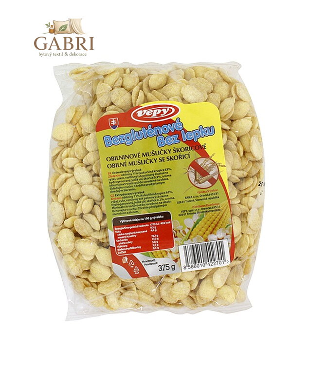 Obilné mušličky skořice 375g Vepy bez lepku 845