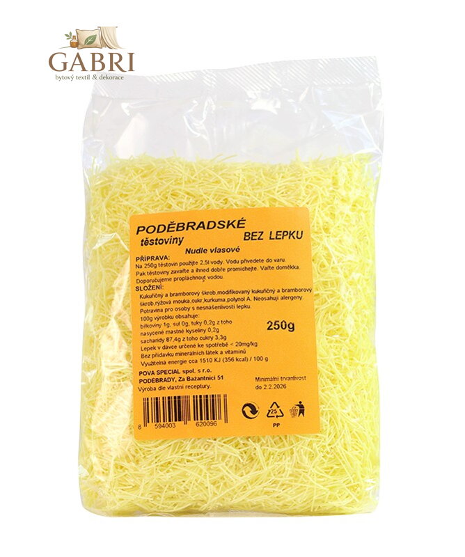 Bezlepkové těstoviny vlasové  250g POVA bez lepku 2186