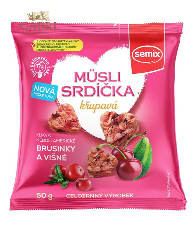 Müsli srdíčka s brusinkou a višní 50g Semix  5029