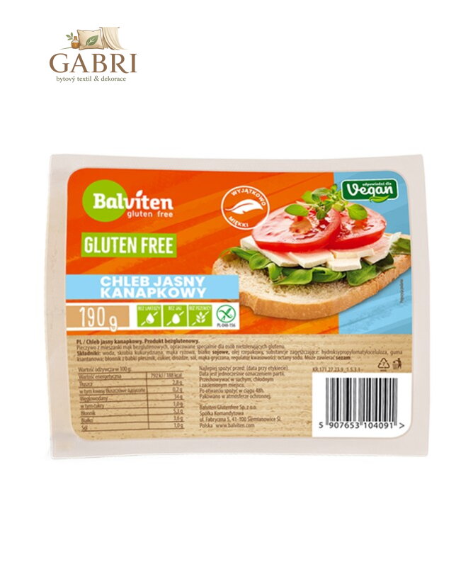 Chléb světlý 190g Balviten bez lepku 3377