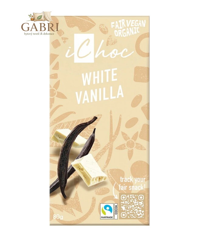 Čokoláda vegan bílá s vanilkou 80g BIO iChoc 6153