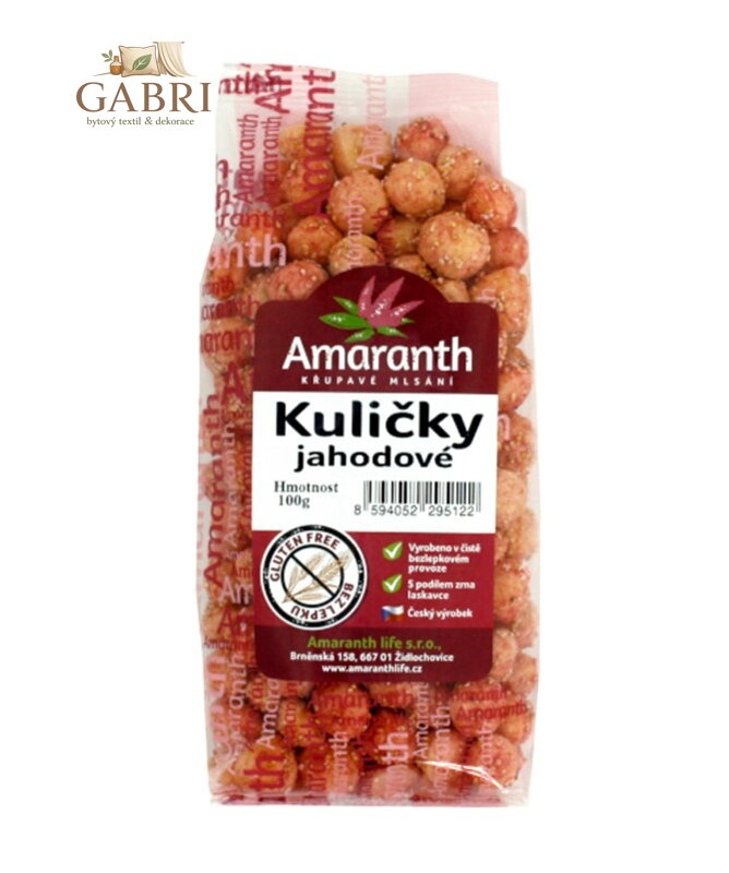 Kuličky jahodové 90g Amaranth bez lepku 145