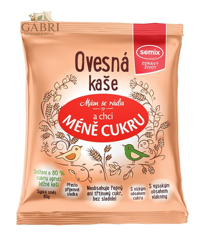 Kaše ovesná méně cukru 65g sáček Semix  2529