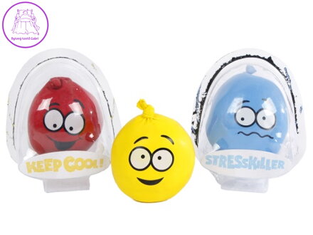 Míček tvarovací 7cm s obličejem 3druhy 4 barvy na kartě