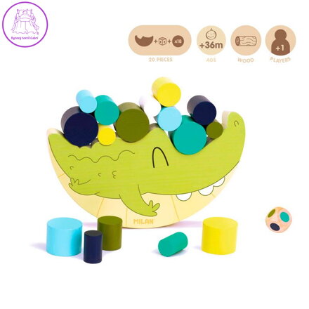 Edukační hračka dřevěná - Coco Balance (hra s válečky + kostka)