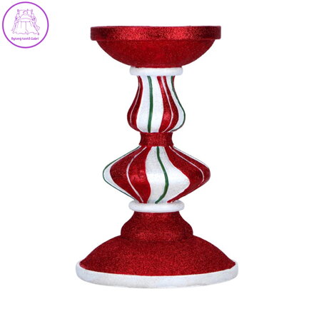 Svícen v červené, třpytivé barvě 23 cm