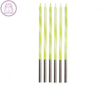 Dortová svíčka - Magické plameny, zelená /limetková 15 cm (6 ks)