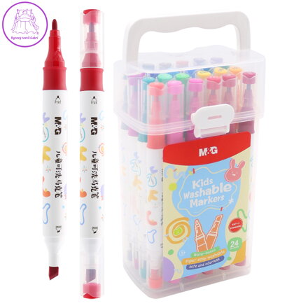 Oboustranný popisovač M&G pro děti, snadno omyvatelný - sada 24 barev