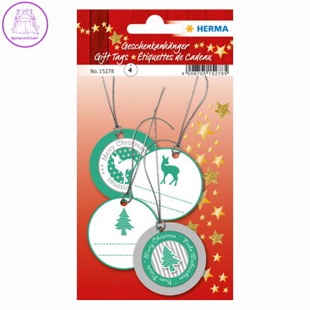 Vánoční visačka na dárky - 3D zelené / stříbrné