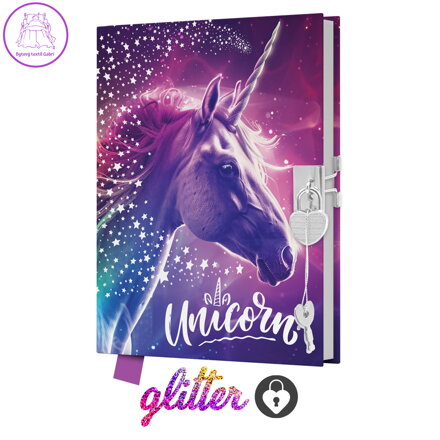 Památník 14x18 cm, 80 listů, se zámkem - Unicorn