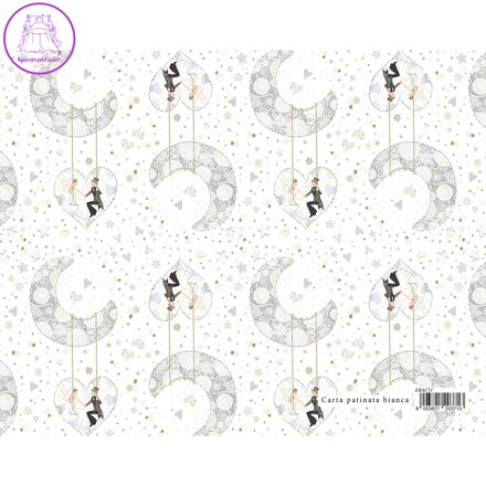 Dárkový balicí papír MATRIMONIO 70x100 cm - novomanželé a měsíc