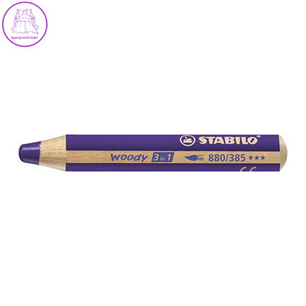 Pastelka STABILO woody 3 v 1 - barvička, vodovka, voskovka - fialová