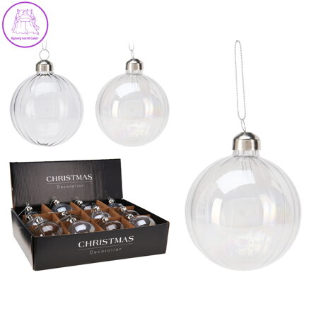 Vánoční skleněná koule 80 mm - transparetní, cena za 1 ks