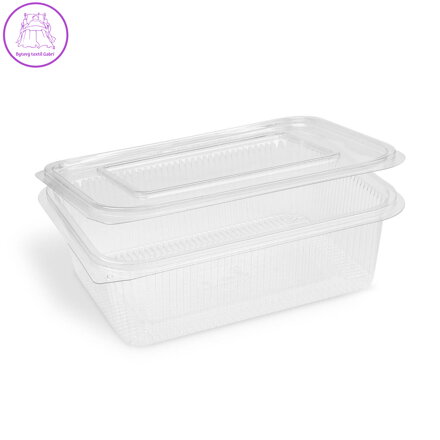 Miska (rPET) s viečkom hranatá priehľadná 1500ml [50 ks]