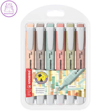 Zvýrazňovač - STABILO swing cool NatureCOLORS - 6 ks sada - 6 různých barev