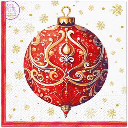 Ubrousky PAW L 33x33cm Red Bauble With Ornament