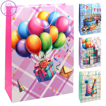 Dárková taška k narozeninám 7206 velikost XL 40 x 15 x 55 cm (mix 4 vzorů)
