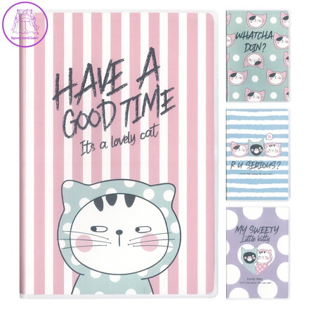 Sešit linkovaný A5 / 72 listový M&G s PVC obalem So Many Cats Pastel (4 designy)
