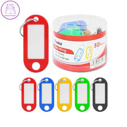 Kroužek na klíče s jmenovkou - mix barev, 1ks