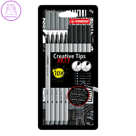 Kreativní set STABILO Creative Tips 10 ks sada - černá, středně šedá