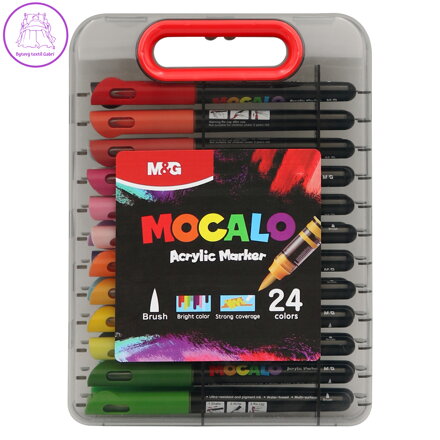 M&G MOCALO Akrylový popisovač, štětcový hrot - sada 24 barev