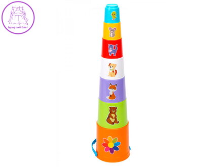 Pyramida skládací kalíšky s obrázky 7ks 12m+ v síťce