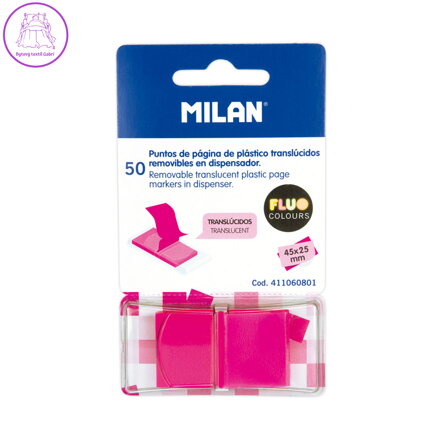 Záložka lepící MILAN FLUO PVC 45 x 25 mm růžová, 50 ks