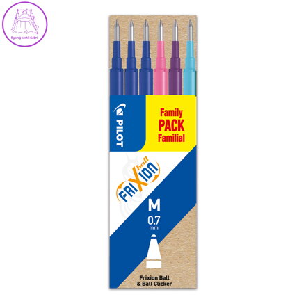 Náplň gumovací PILOT Frixion 0,7 mm/6 ks - 3xmodrá, 1xrůžová, 1xfialová, 1xsvětle modrá