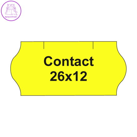 Etikety cen. CONTACT 26x12 oblé - 1500 etiket/kotouček, žluté