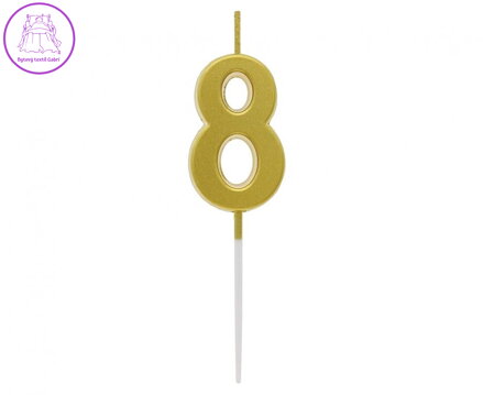 Dortová svíčka B&C - číslo "8" zlatá metalíza 9,5 cm