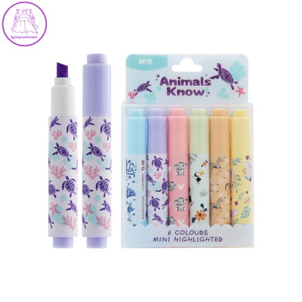 Zvýrazňovač M&G Mini Animals Know - sada 6 ks