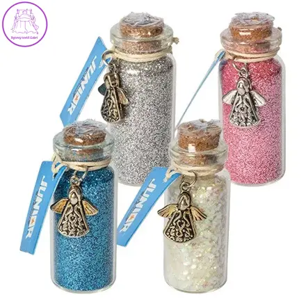 Glitter ve skleněné lahvičce s přívěskem anděla (mix barev /cena 1ks)