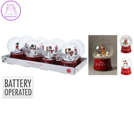 Sněhová koule s vánoční scénou a LED osvětlením, 12 cm (mix 2 variant)