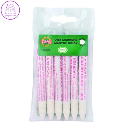 Křída průmyslová KOH-I-NOOR mastná / bílá, sada 6 ks