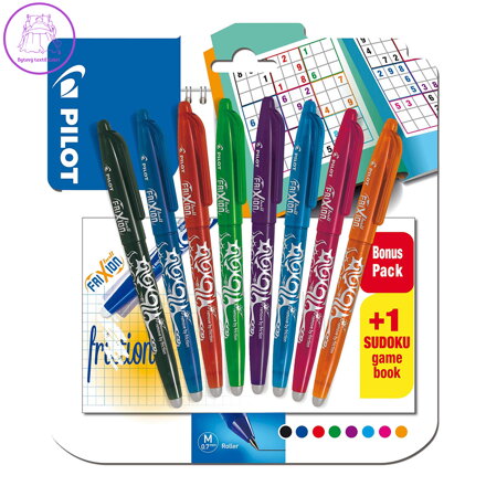 Roller gelový/gumovací PILOT Frixion Ball 0,7 mm mix barev 8 ks + sudoku