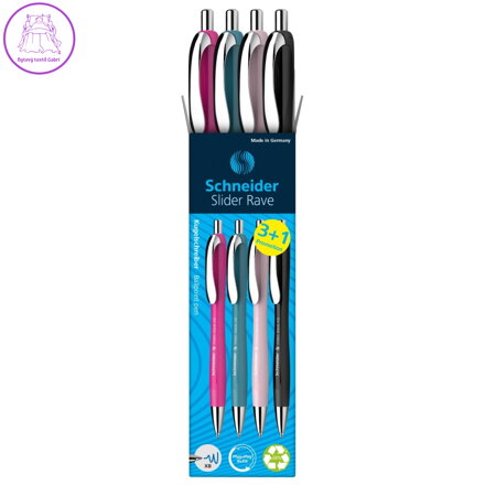 Kuličkové pero Schneider Slider Slider Rave XB Color edition 3+1 - modrá náplň