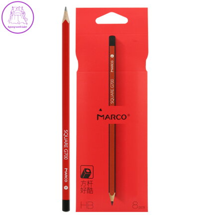Tužka grafitová MARCO HB, čtyřhranné tělo (sada 8 ks)