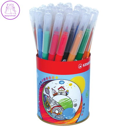 Vláknový fix STABILO Trio A-Z - 36 ks plechová dóza - 13 různých barev