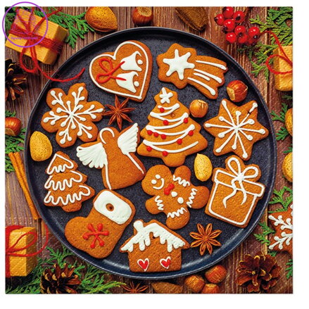 Ubrousky TaT 33x33cm Gingerbread icing decorated
