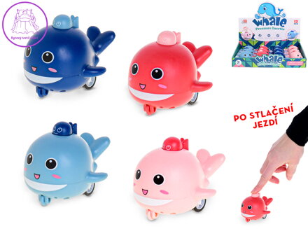Delfín 8cm po stlačení jezdící 4 barvy 12ks v DBX
