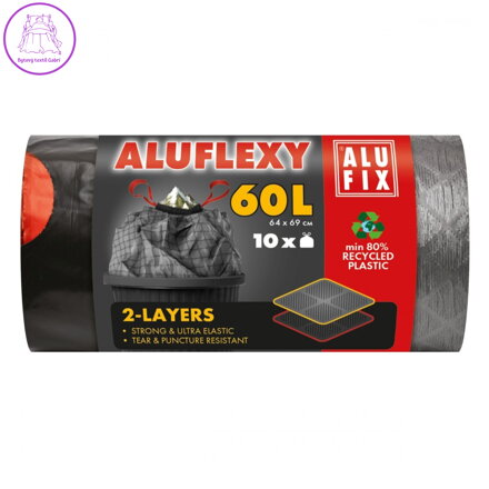 Pytle na odpad zatah. LDPE 60L / 10ks (64x69cm) sivo-černé 33 mic