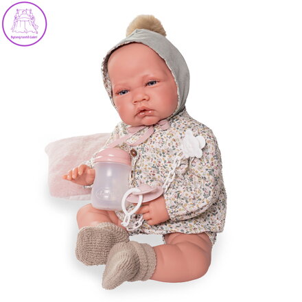 Novorozenecká panenka Lúa s čepičkou a bambulí, 42 cm