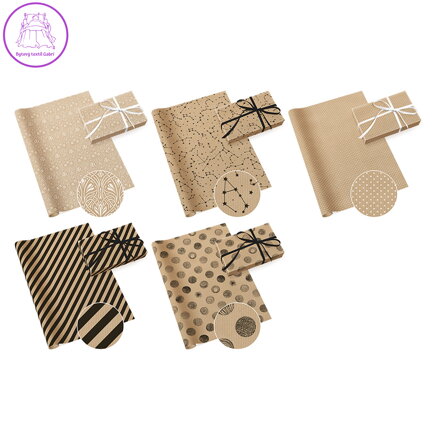 Dárkový papír 70 x 200 cm - Kraft 6 (mix 5 vzorů)